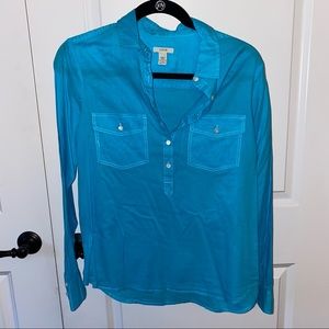 J. Crew Aqua Popover Shirt